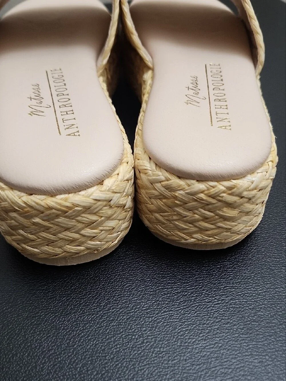 Matisse x Anthropologie Montego Woven Raffia Platform Slide Sandals